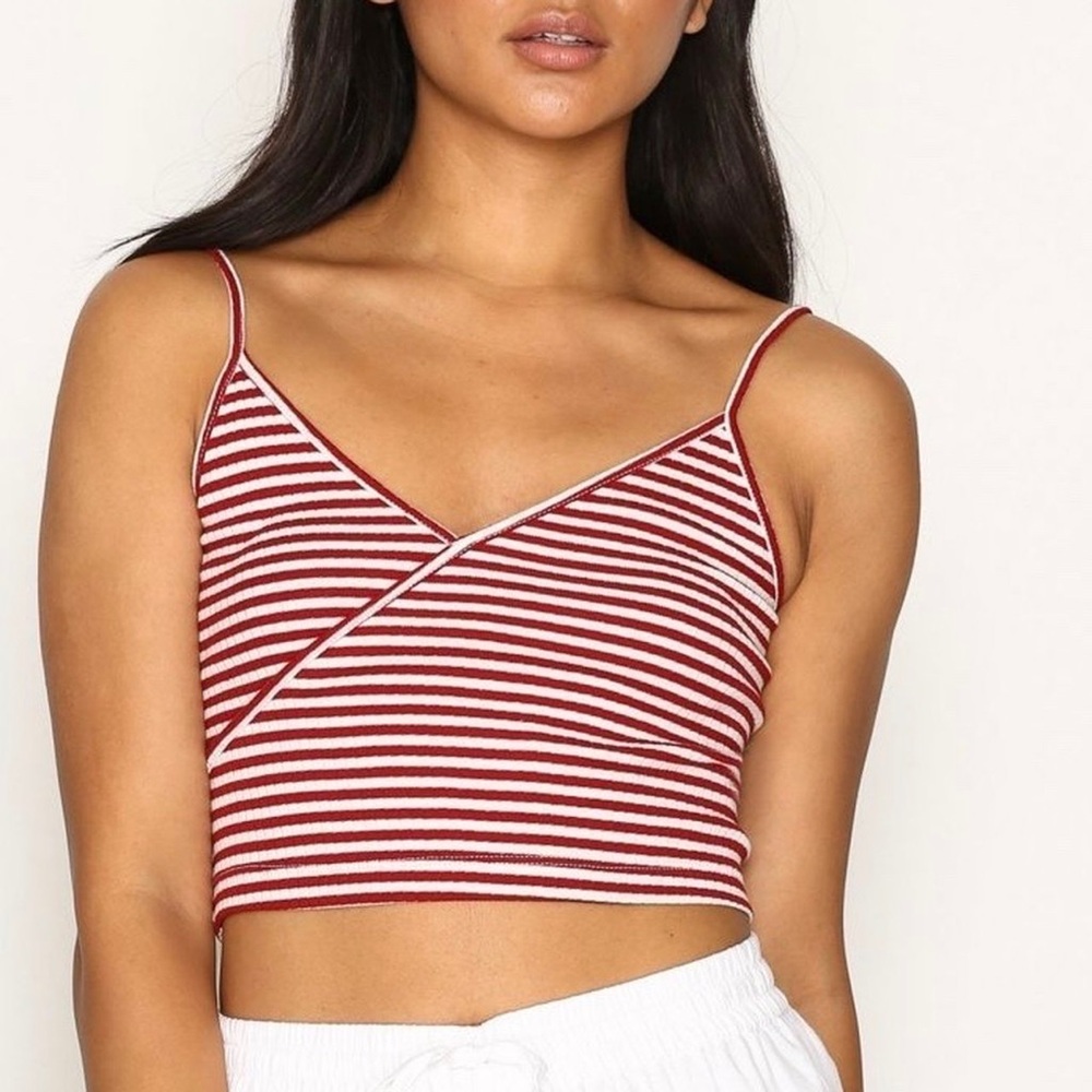 TopShop Red and White Stripe Crop Top